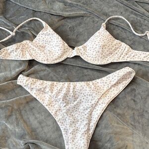 SHEIN White and Gray Leopard Bikini